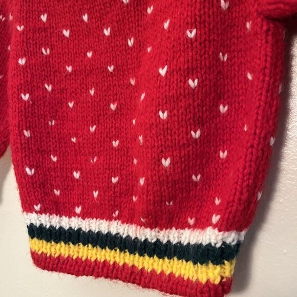 HAND KNIT Sleepy Bear Handmade Retro Vintage Kids Sweater, Red- Size 2T - Picture 8 of 8